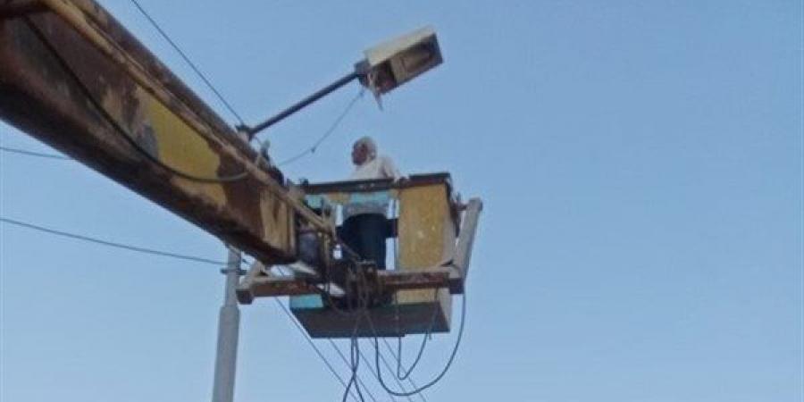 تركيب كشافات موفرة للطاقة في شوارع القرى بأسيوط